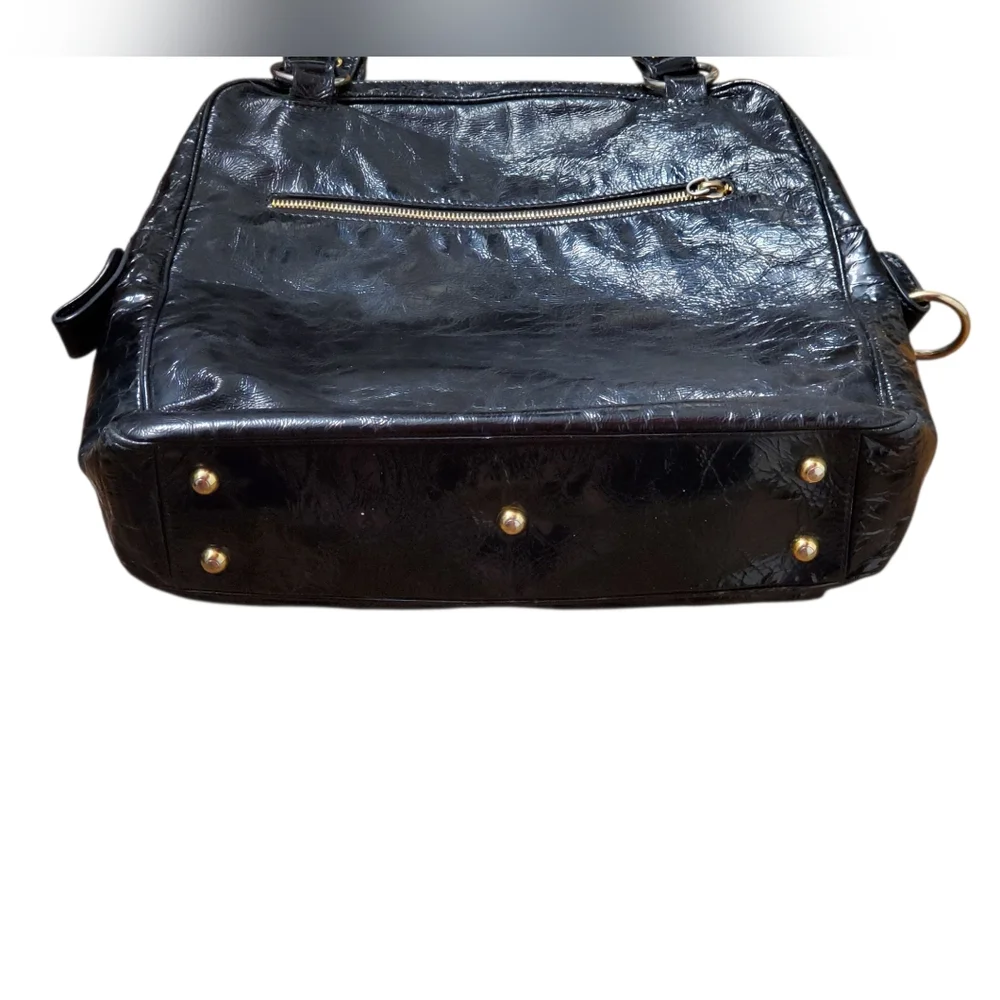 Tod's T Bag Media Tote Bag In Black Patent Leather